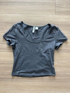 H&M Charcoal Scoop Neck Crop Top